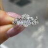 18K Gold Vine Motif Four-Prong Oval Diamond Ring