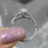 18K Gold Vine Motif Four-Prong Oval Diamond Ring