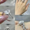 18K Gold Vine Motif Four-Prong Oval Diamond Ring