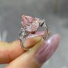 Two-Tone 18K Rose and White Gold Three-Prong Pear Pink Diamond Ring