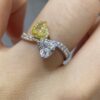 Two-Tone 18K Gold Heart-Cut Yellow and White Diamond Ring