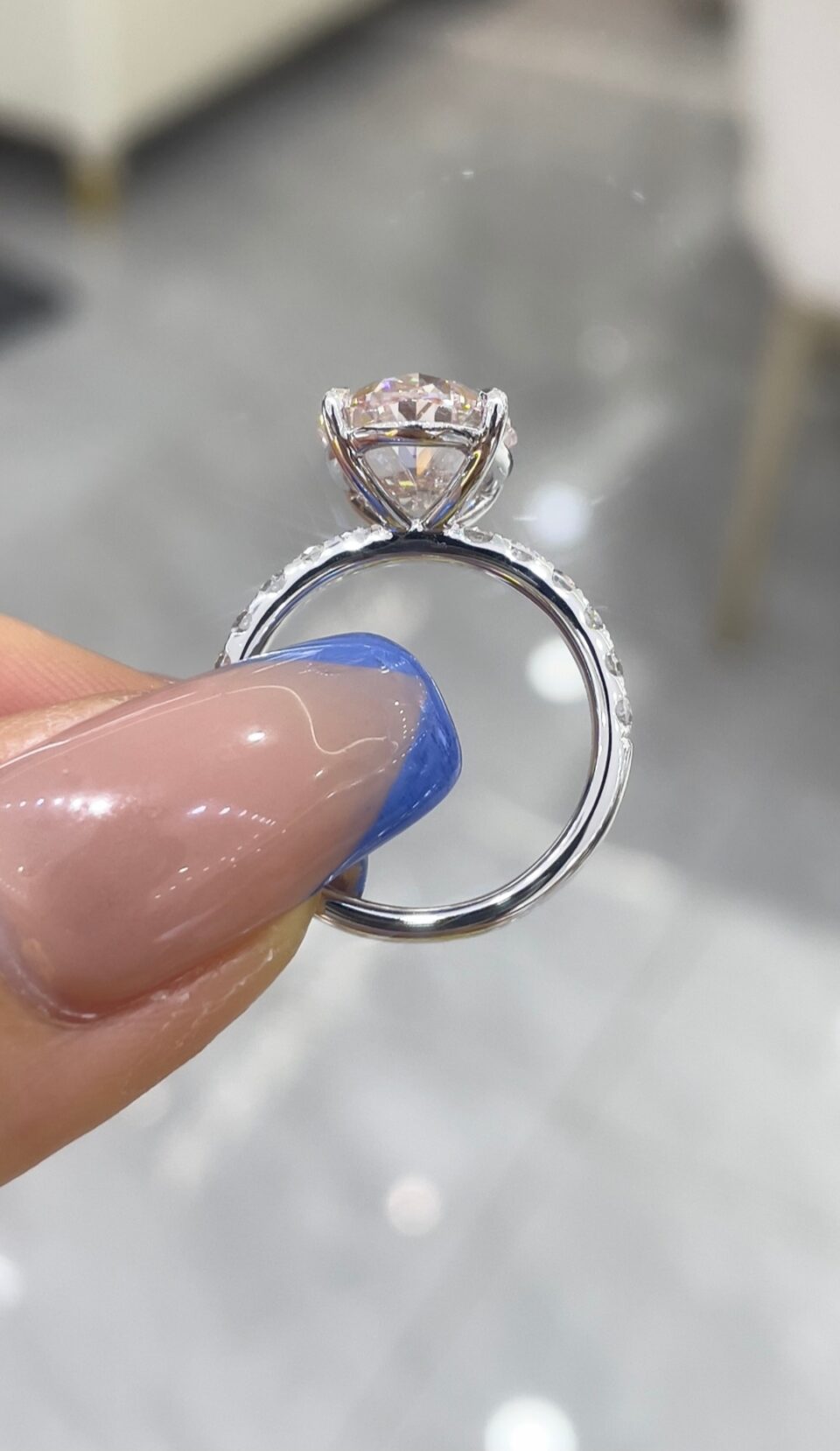18K Gold Four-Prong Oval Pink Diamond Ring