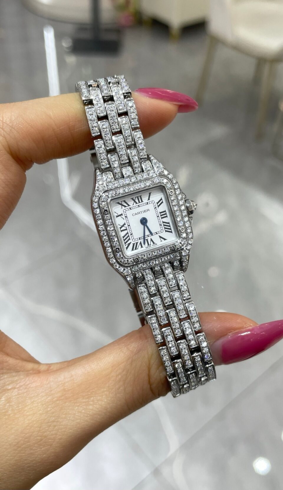 Diamond-Paved Square Luxury Watch