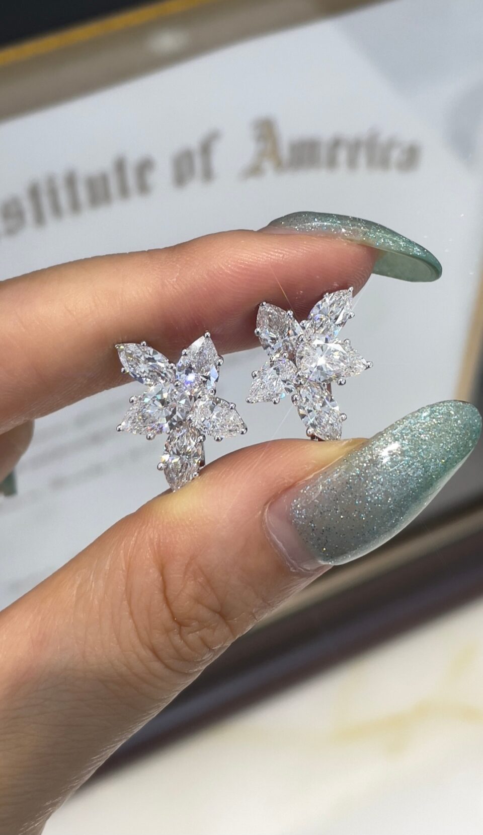 18K Gold Five-Stone Diamond Huggie Hoop Earrings