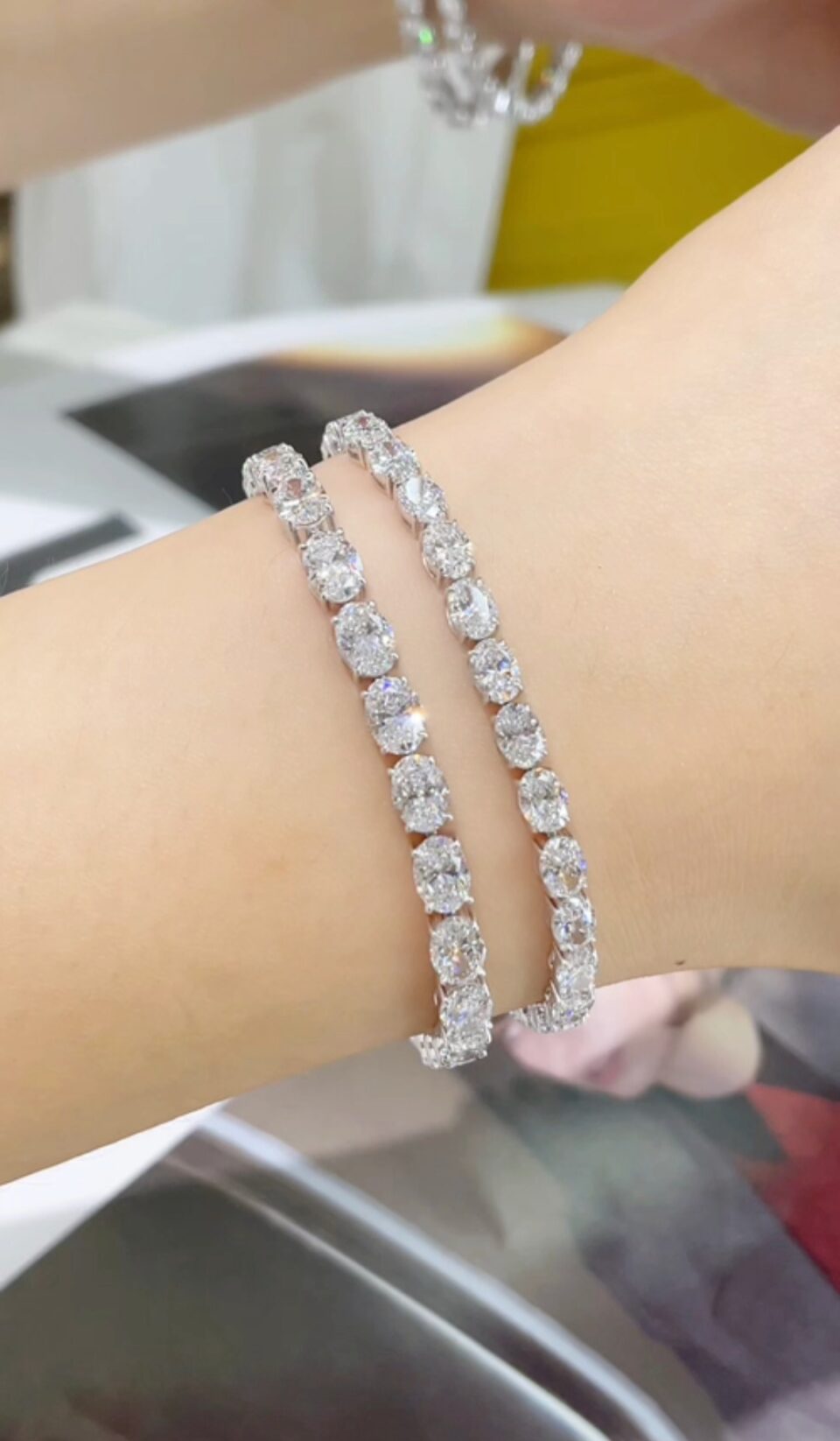 18K Gold 0.50 Carat Emerald-Cut Diamond Tennis Bracelet